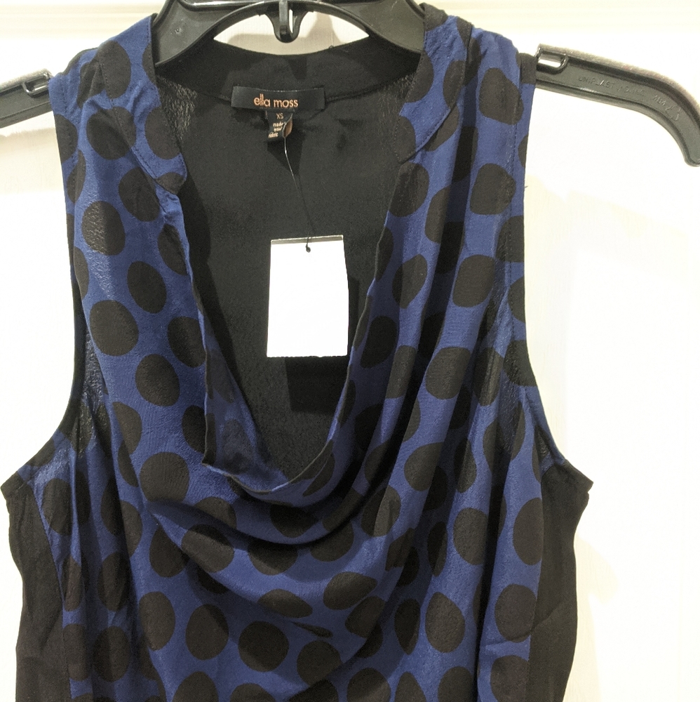Ella Moss Navy Dot Drape Neck Tank Blouse - Picture 7 of 8